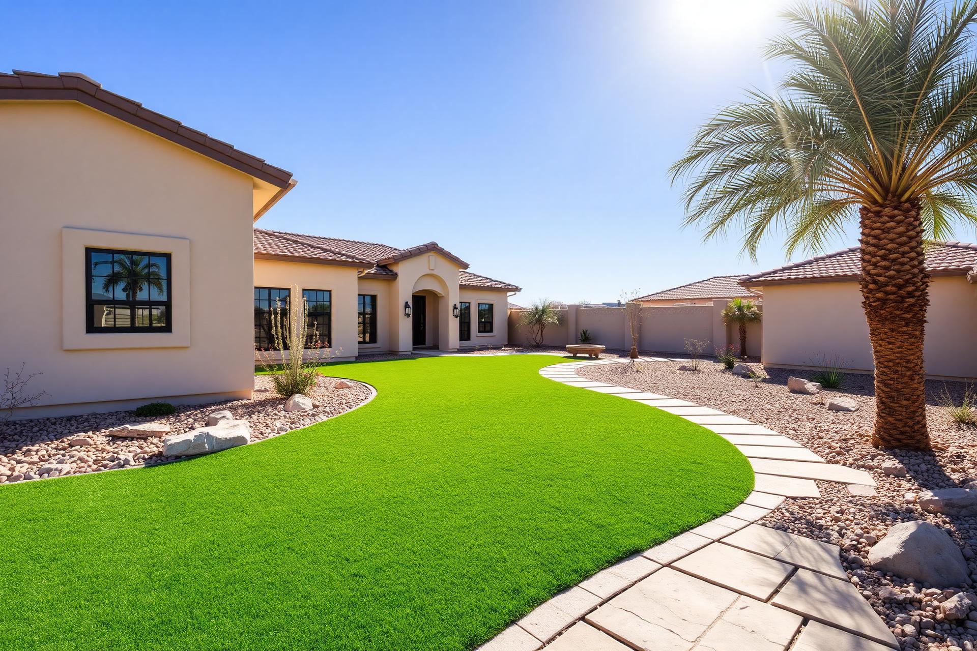 Beautiful El Paso home with premium turf and decorative landscaping